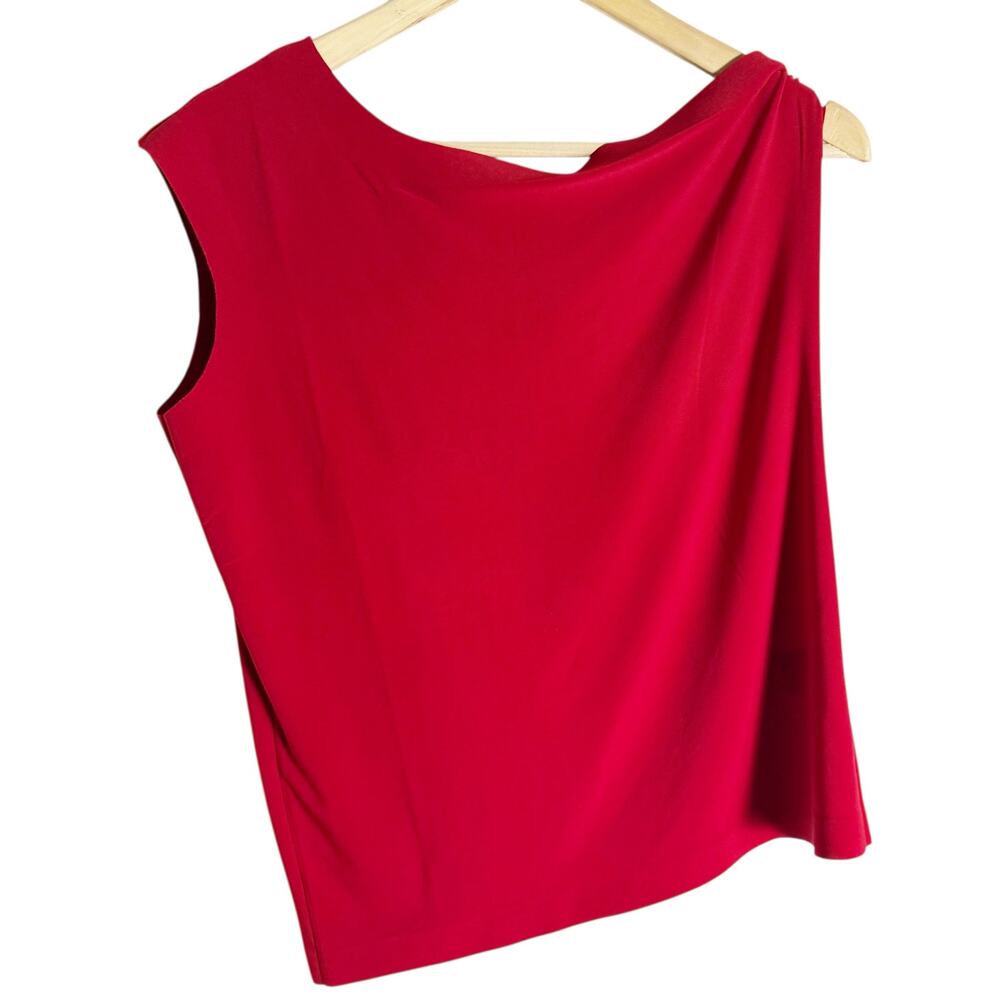 Norma Kamali Drop Shoulder Asymmetric Sleeveless Red Top Size XS - Picture 2 of 8